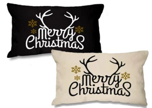 Buon Natale cuscino rettangolare 51 cm x 30 cm cuscino sparso divano salotto cervo - Foto 1 di 5