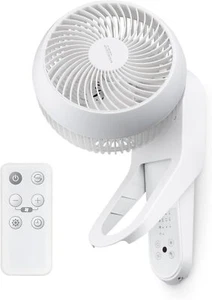 USA WOOZOO Wall Fan with Remote, Oscillating Air Circulator, 3 WHITE WALLMOUNT - Picture 1 of 10