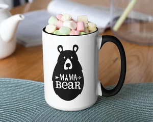 15 Unzen Mama Bear Kaffeebecher schwarz-weiß spülmaschinen-/mikrowellengeeignet - Bild 1 von 1