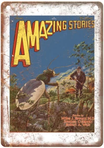 1929 Pulp Cover Amazing Stories v04 n03 Retro Look Reproduction Metal Sign J1007 - Picture 1 of 2