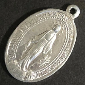 Vintage 23mm um 1960-70er Aluminium "Maria, ohne Sünde empfangen..." Anhänger - Bild 1 von 3
