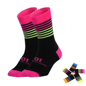 Pro Cycling Socks Mens Womens Riding Bicycle Sports Ankle Socks MTB Pink Green - Picture 1 of 3
