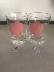 2 Vintage Pink Elephant w/ Musical Notes Double Shot Glasses 3” Tall Federal? - Picture 1 of 5