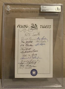 Flying Tigers Autographed Signed x 13  5.5"x8.5" Bookplate BAS Certified Slabbed - Picture 1 of 3