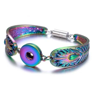 Snap Jewelry Rainbow Spoon Peacock Magnetic Bracelet Fits 18-20mm Ginger Charms - Picture 1 of 1
