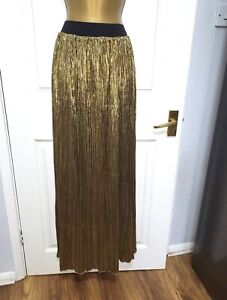 Gold Plisse Maxi Skirt BNWT Sizes 8/10 and 10/12