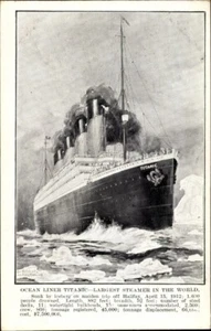 TITANIC, White Star Line, Artist Postcard, c.1912; Largest Steamer in World; NM - Bild 1 von 2