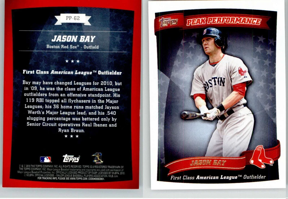 Jason Bay 2010 Topps Peak Performance PP-62 Red Sox - Image 1 of 1
