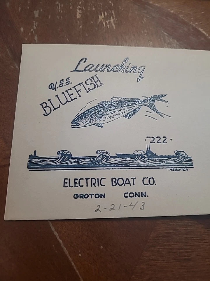 Launching of U.S.S. BLUEFISH 222 FDC Envelope Unmailed. - Image 1 of 1