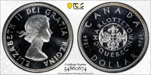 1964 Canada Gem PL Silber Dollar PCGS PL 65 Cam selten OHNE PUNKT! - Bild 1 von 1