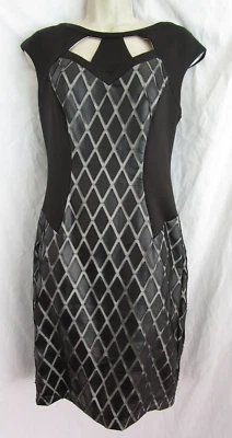 Vestido de cóctel Jax funda imitación cuero recortes de diamantes e ilusión malla BOMBSHELL Foto 1 de 4