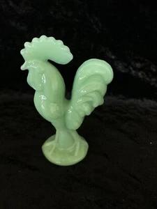 JADEITE DEPRESSION STYLE GLASS ROOSTER CHICKEN FIGURINE, Vintage, Farmhouse, Hen - Picture 1 of 5