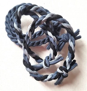 NEW NEW 4 Pack grey blue plaited elasticated bobbles hair ties fashion 5cm diam - Bild 1 von 1