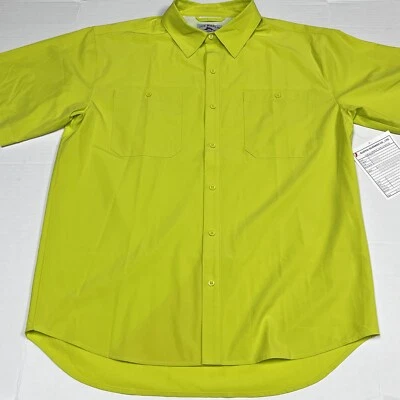 Joe Marlin Plain Weave Athletic Mesh Button Up Fishing Shirt Men Large Kiwi DEMO - Image 1 of 4