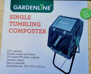 NEW GARDENLINE 61L SINGLE TUMBLING COMPOSTER WITH STEEL FRAME, LOCKING MECHANISM - Picture 1 of 1