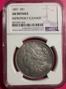 1891 $1 Morgan Silver Dollar NGC AU DETAILS - Picture 1 of 2