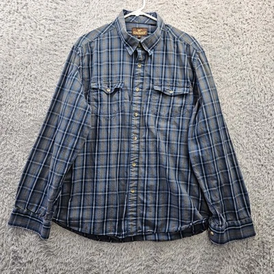 Camisa Western KING RANCH XL Azul Gris Cuadros Abotonada Foto 1 de 4