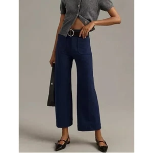 Anthropologie The Colette Kontrastnähte Leinen Crop Wide-Leg Hose von Maeve 29 - Bild 1 von 4