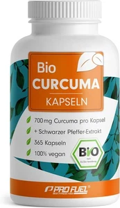 Bio Curcuma Kapseln 365x, 700 mg Curcuma, 35 mg Curcumin, Pfeffer-Extrakt, vegan - Bild 1 von 5