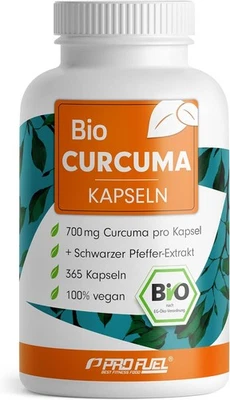 Bio Curcuma Kapseln 365x, 700 mg Curcuma, 35 mg Curcumin, Pfeffer-Extrakt, vegan - Bild 1 von 4