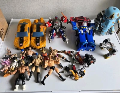 WWE Transformers Toy Lot (Optimus, Bumblebee, Sqweek) For Parts /Repair - Image 1 of 4