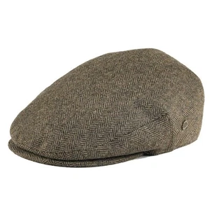 Men's Herringbone Flat Ivy Newsboy Hat Wool Blend Gatsby Cabbie Cap (Khaki, 7... - Picture 1 of 7