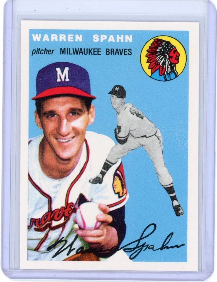 1994 TOPPS ARCHIVES 1954 WARREN SPAHN #20 BRAVES HOF AS SHOWN FLAT $1 SHIP - Image 1 of 2