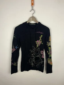 Ed Hardy by Christian Audigier Damen Hoodie schwarz mit Kapuze und Reißverschluss Gr. S - Bild 1 von 19