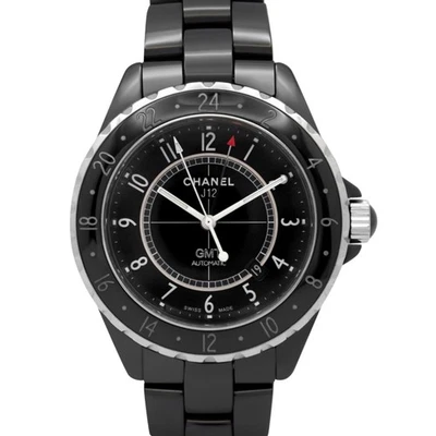 Reloj Chanel J12 Gmt 33 mm automático H0682 esfera negra árabe manecillas blancas cerámica Foto 1 de 4