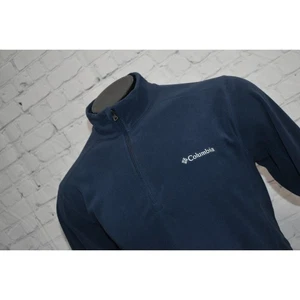 Columbia Fleece Sweater Pullover 1/4 Zip Men Size Medium Camping Hiking Blue - Picture 1 of 6