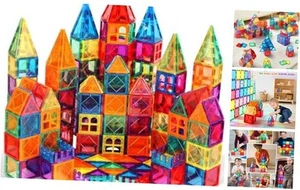 100PCS Magnetic Tiles Kids Toys - Magnetic Building Blocks STEM Magnet  - Picture 1 of 8