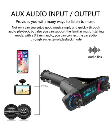 Car MP3 Player Wireless Bluetooth 4.0 FM Handsfree 1.3in LED Screen Accessories - Image 1 of 4