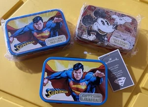 Lot Of 3 Hallmark Mini Lunchbox Tin Gift card Holder Mickey Mouse Superman - Picture 1 of 4