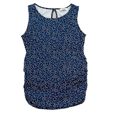 Full Moon Maternity Women’s Sleeveless Top Size Large Polka Dot Navy Blue White - Image 1 of 4