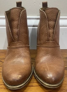 Botas al tobillo Lucky Brand para mujer de 6,5 M de cuero color tostado Ehellen tacón caramelo - Imagen 1 de 7