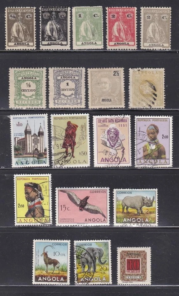 Angola: Lote de 19 sellos sin marcar. Lote F2101 como nuevo/usado. Foto 1 de 1