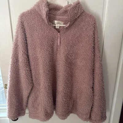 Sudadera para mujer Cuddl Duds ropa polar elástica suave cuarto cremallera rosa XL Foto 1 de 3
