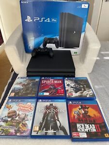 Sony PlayStation 4 Pro 1TB Console & 6 Games - Jet Black - Very Good Condition