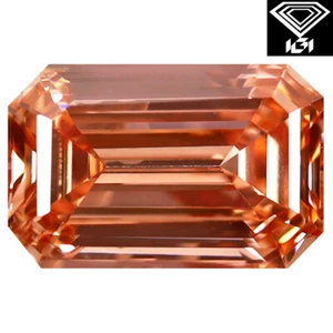 IGI Certified Fancy Brownish Pink CVD Diamond 1.08 ct Emerald Cut (7 x 5 mm) VS1 - Picture 1 of 3
