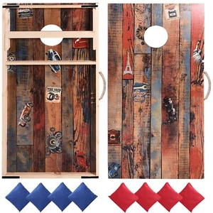Solid Wood Vintage Cornhole Game Set, Two 4'x2'Cornhole Boards, 8 Cornhole Ba... - Picture 1 of 8