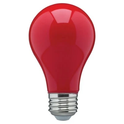 SATCO CERAMIC RED LED Bulb A19 Medium E26 8W 60 Watt Equivalent Damp Location Rated