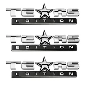 3PC 3D TEXAS EDITION EMBLEM Silver+Black CHEVY SILVERADO SIERRA UNIVERSAL DECAL - Bild 1 von 7