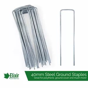 More details for heavy duty 40mm/1.5&quot; galvanised metal ground cover / membrane pegs / staples