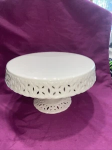 Godinger Cake Stand Beige With Design Double Side With Candle Holder/chips Holde - Picture 1 of 3