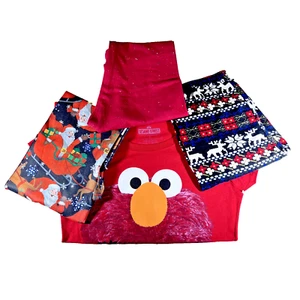 Elmo Tshirt  Sesame Street & 3 Assorted Christmas Graphic Santa Rudolph Leggings - Picture 1 of 18