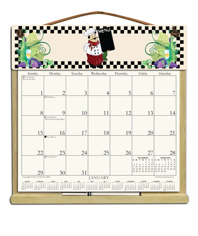 KITCHEN CHEF CALENDAR HOLDER - REFILLABLE EVERY YEAR! - Image 1 of 1