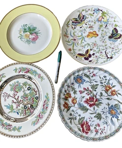 Vintage Mismatched China DINNER Decor Plates Set of 4 Large 10.75'' Colorful - Picture 1 of 15