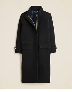 J.Crew Womens $398 Petite Toscana coat Italian wool blend Size P2 CE179 Black - Picture 1 of 11