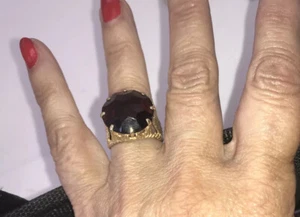 Antique 14K Rhodolite Garnet Deco Statement Ring Unique Facets - Picture 1 of 12