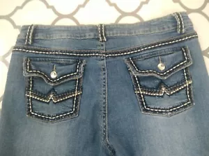 9.8 Premium Brand Jeans Womens Boot Cut Embellished Denim Camo Pocket S14 GW12BC - Picture 1 of 4